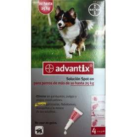 Pipetas Antiparasitarias Advantix para perros de 10 a 25 kg - 4 pipetas