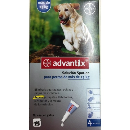Pipetas Antiparasitarias Advantix para perros de más de 25 kg - 4 pipetas