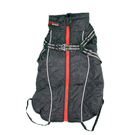 Abrigo negro de PolySoft con arnes y forro Sherpa (40cm)